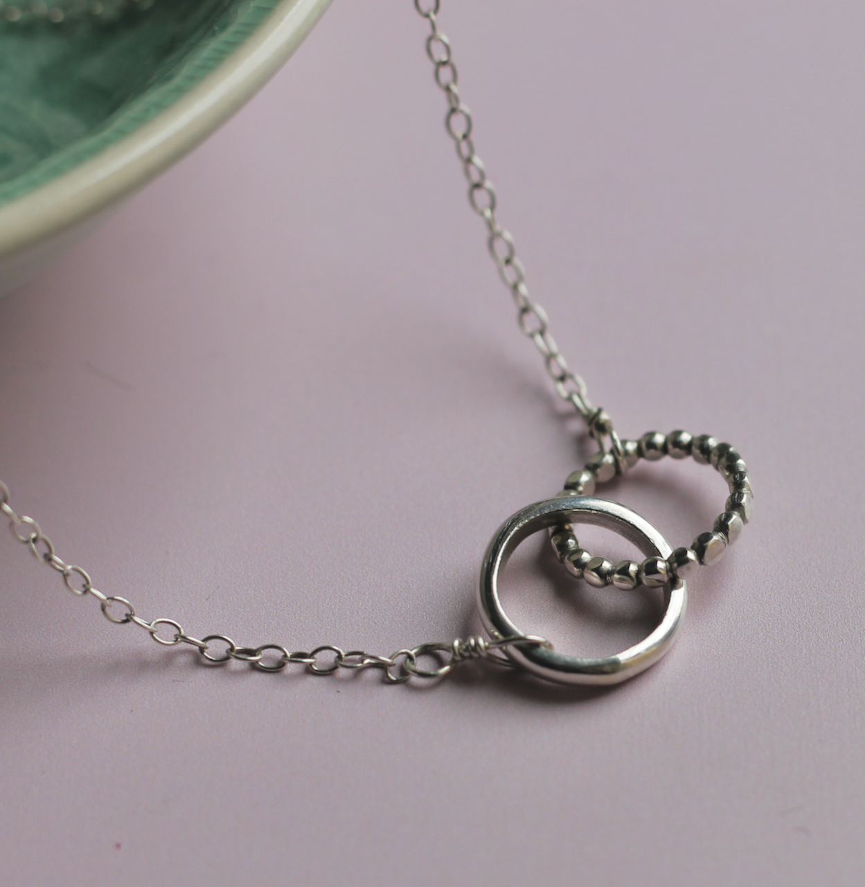 Interlocking Circle Necklace Interlinked Rings Pendant Double Circle Pendant  | eBay
